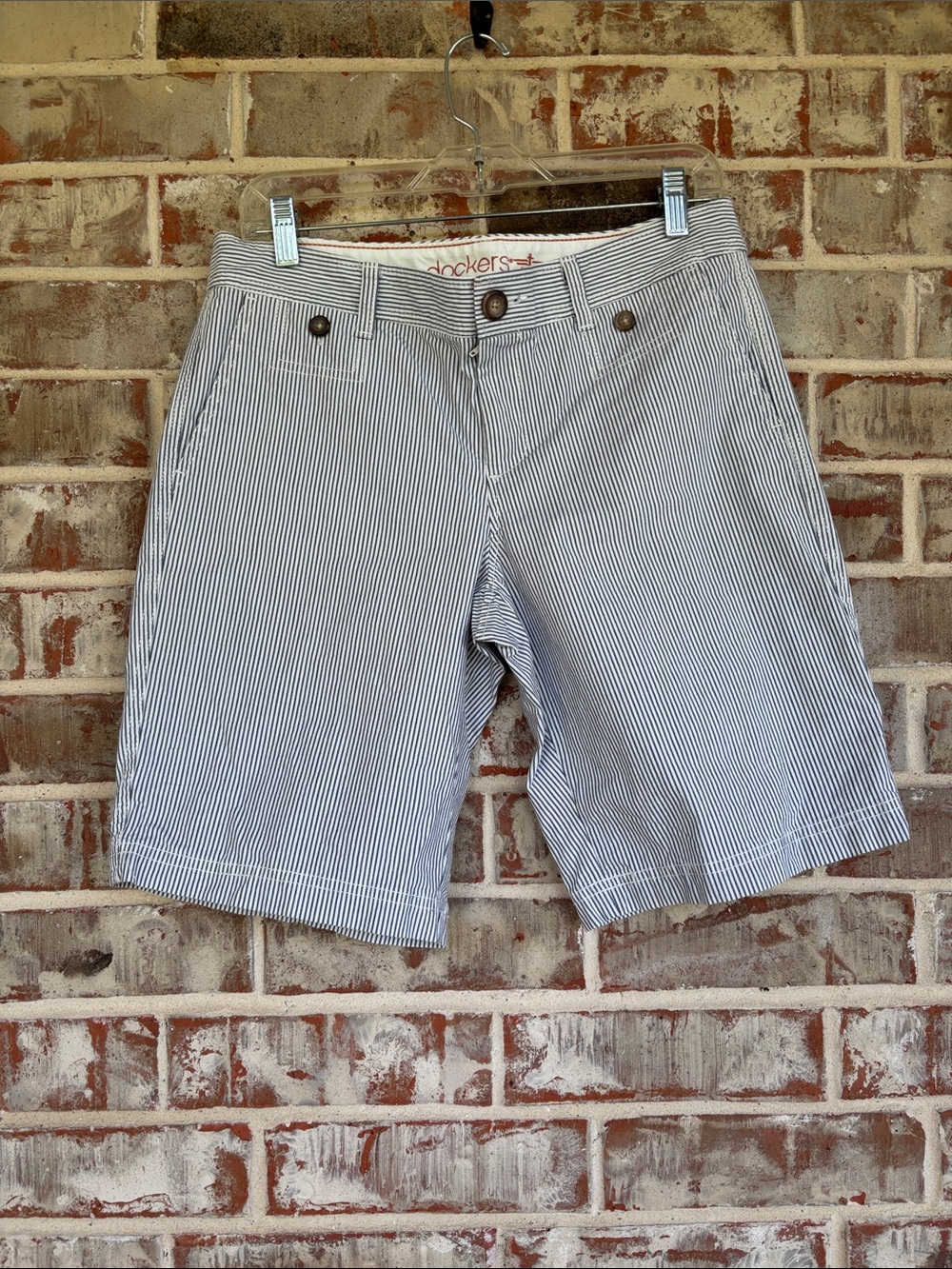 Dockers Navy and White Pinstripe Casual Shorts